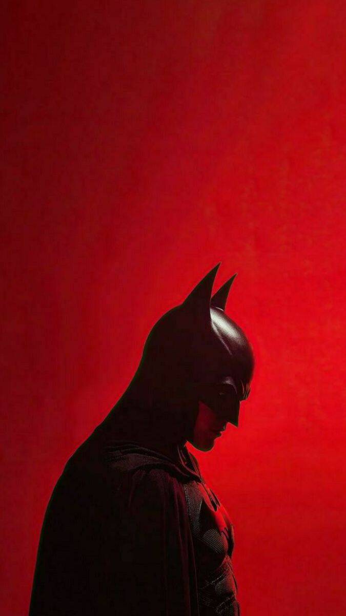 Batman Silhouette Wallpaper with Red Background for Cell Phone/iPhone 4K