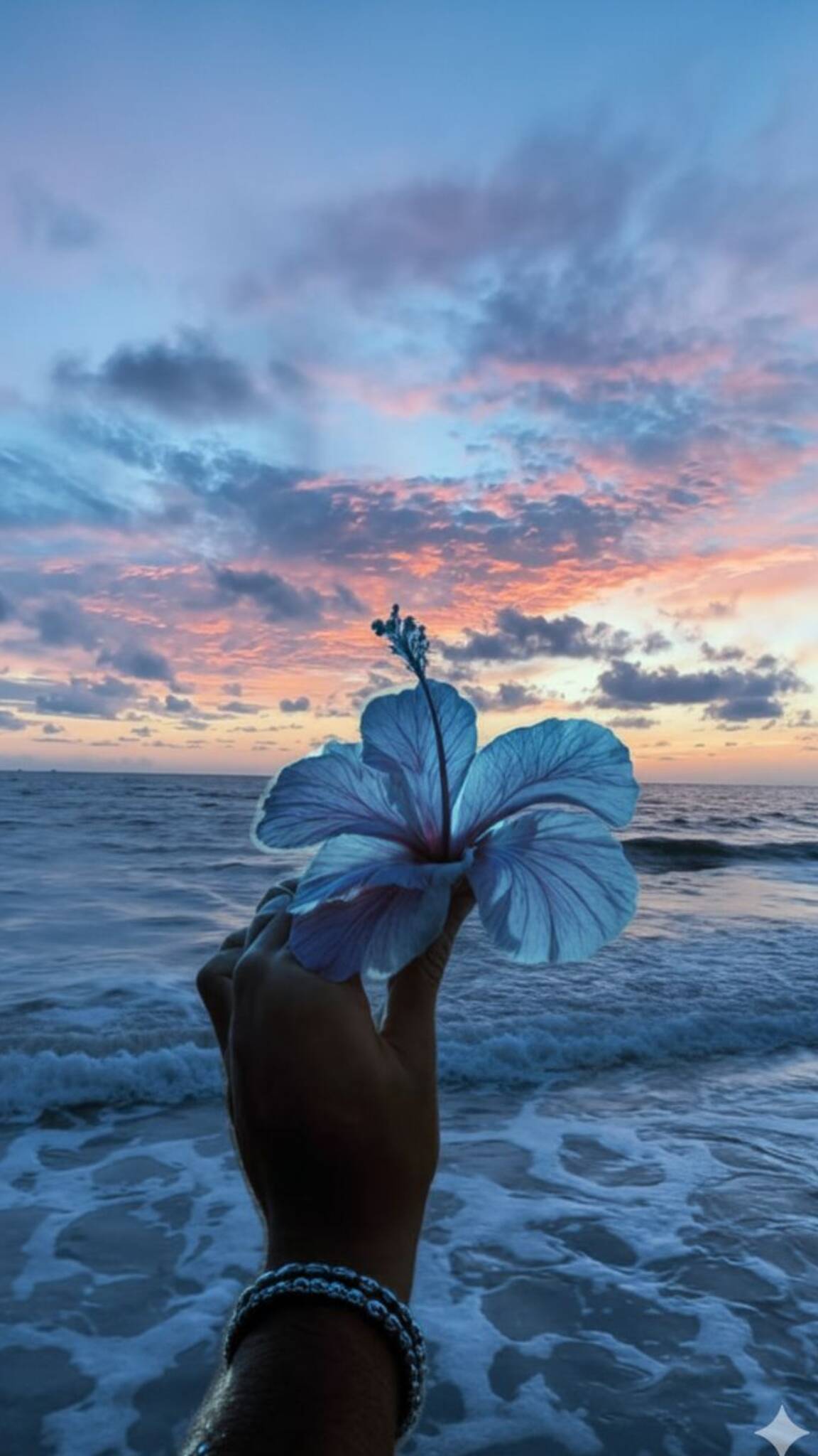 Papel de Parede de Praia com Flor e Pôr do Sol para Celular/iPhone 4K