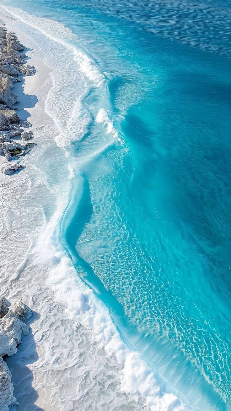 Fondo de Pantalla de Playa con Olas y Agua Cristalina para Celular/iPhone 4K