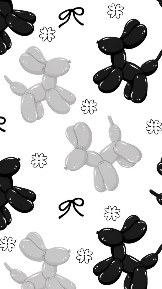 Papel de Parede Preto e Branco com Balões para Celular/iPhone 4K