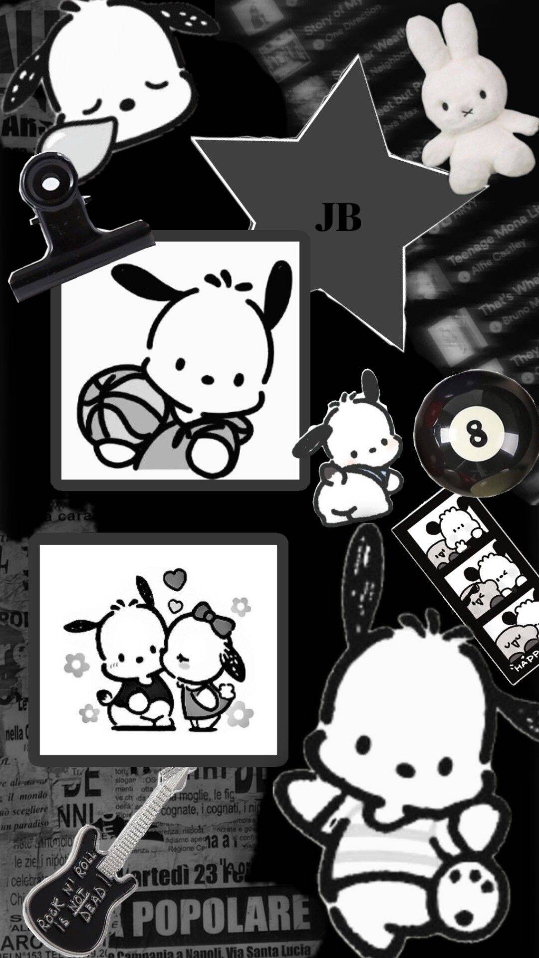 Black and White Wallpaper with Cute Characters for Cell Phone/iPhone 4K