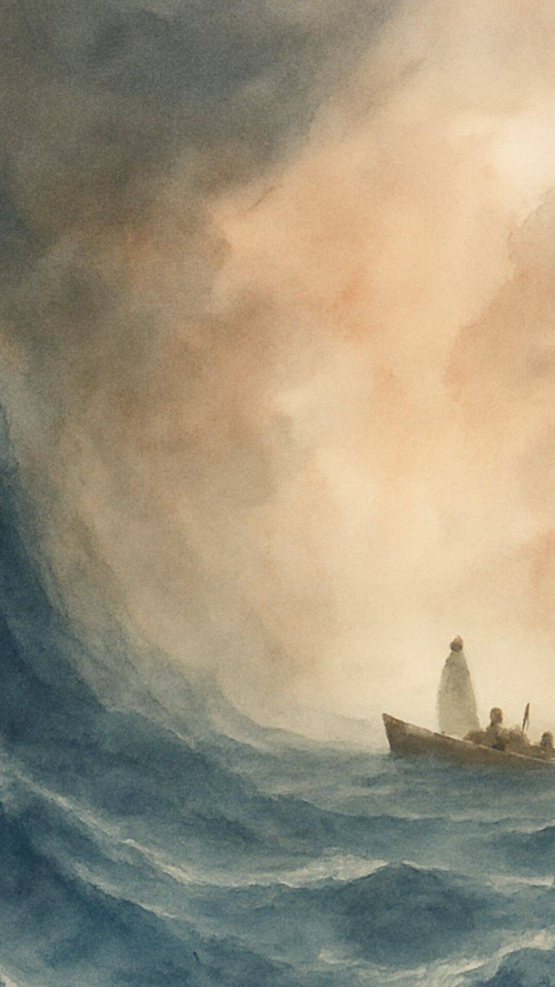 Papel de Parede Cristão com Jesus Acalmando a Tempestade para Celular/iPhone 4K
