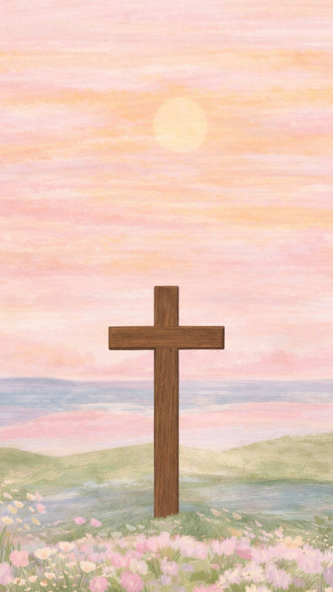 Papel de Parede Cristão com Cruz e Flores para Celular/iPhone 4K