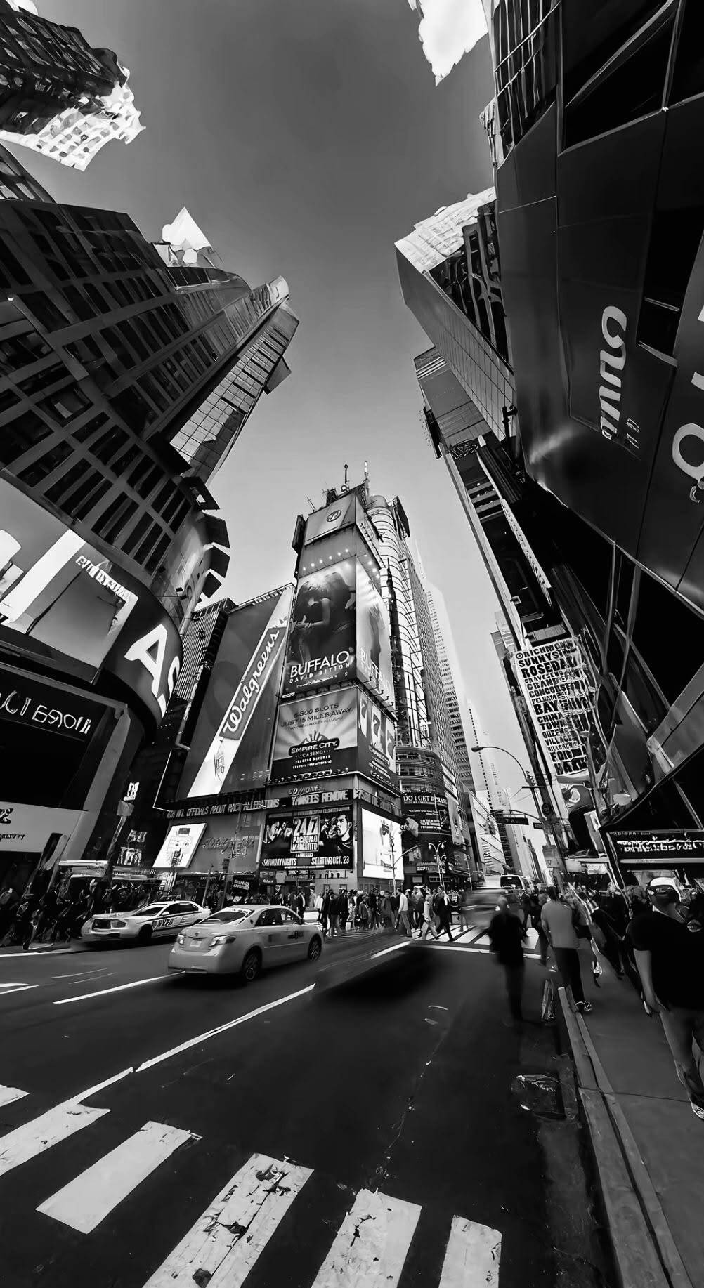 Fondo de Pantalla de Times Square en Blanco y Negro para Celular/iPhone 4K