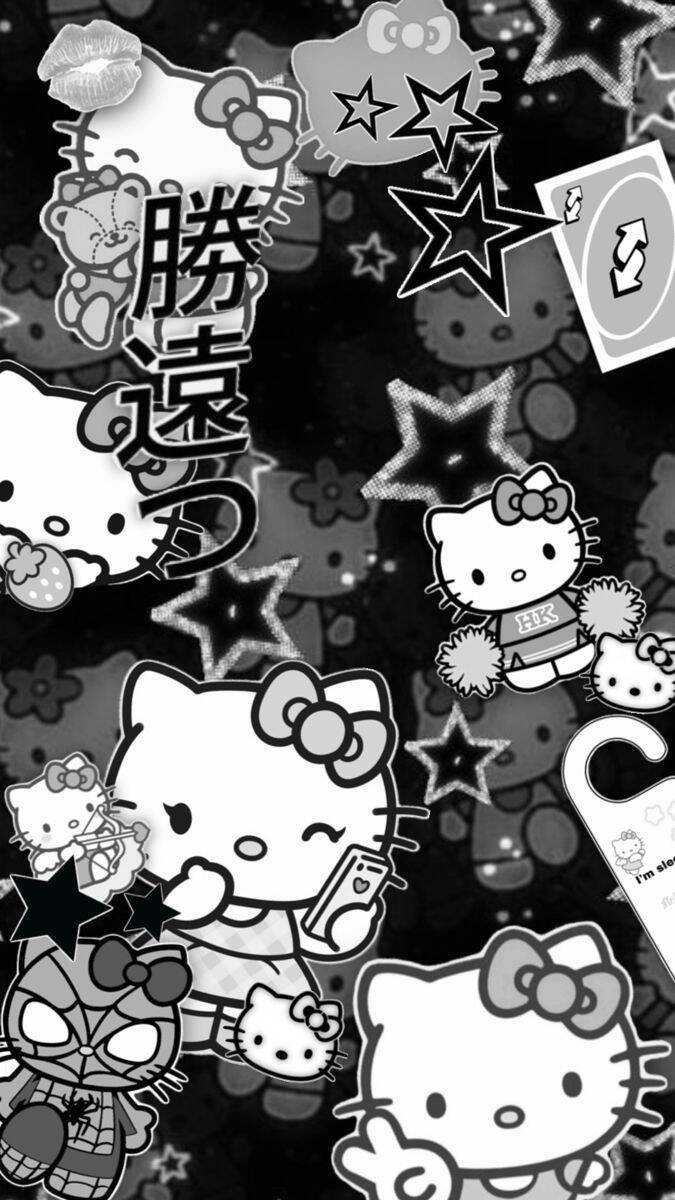 Fondo de Pantalla en Blanco y Negro con Hello Kitty para Celular/iPhone 4K