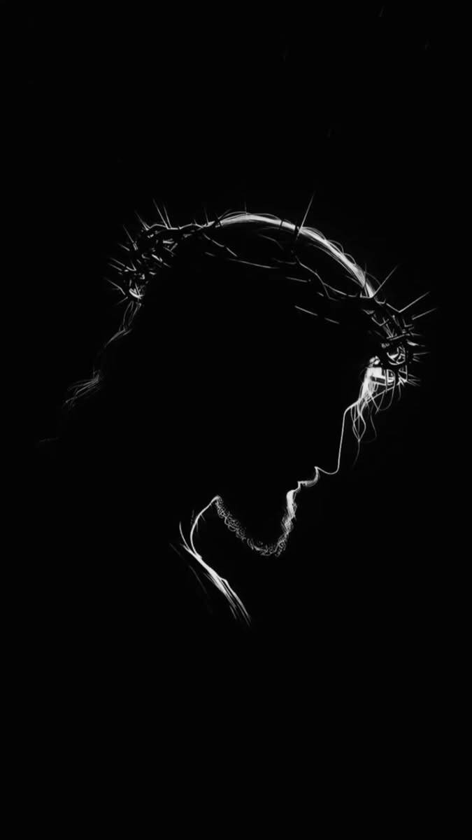 Fondo de Pantalla Cristiano con Silueta de Jesús y Corona de Espinas para Celular/iPhone 4K