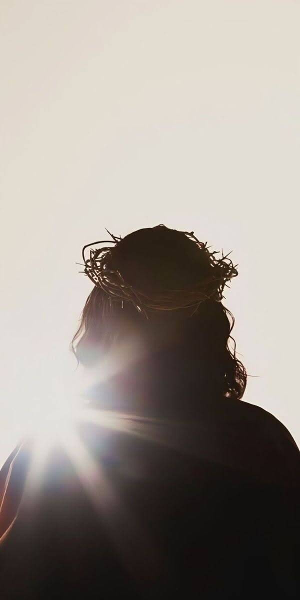 Fondo de Pantalla Cristiano con Silueta de Jesús y Corona de Espinas para Celular/iPhone 4K