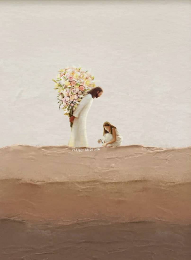 Fondo de Pantalla Cristiano con Jesús y Flores para Celular/iPhone 4K