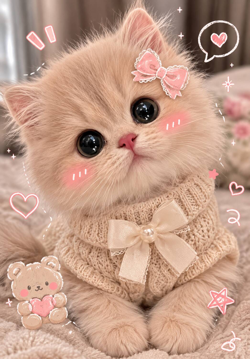 Papel de Parede de Gatinho Fofo com Olhos Grandes para Celular/iPhone 4K