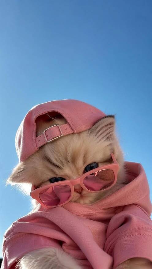Papel de Parede de Gatinho Estiloso com Óculos de Sol para Celular/iPhone 4K