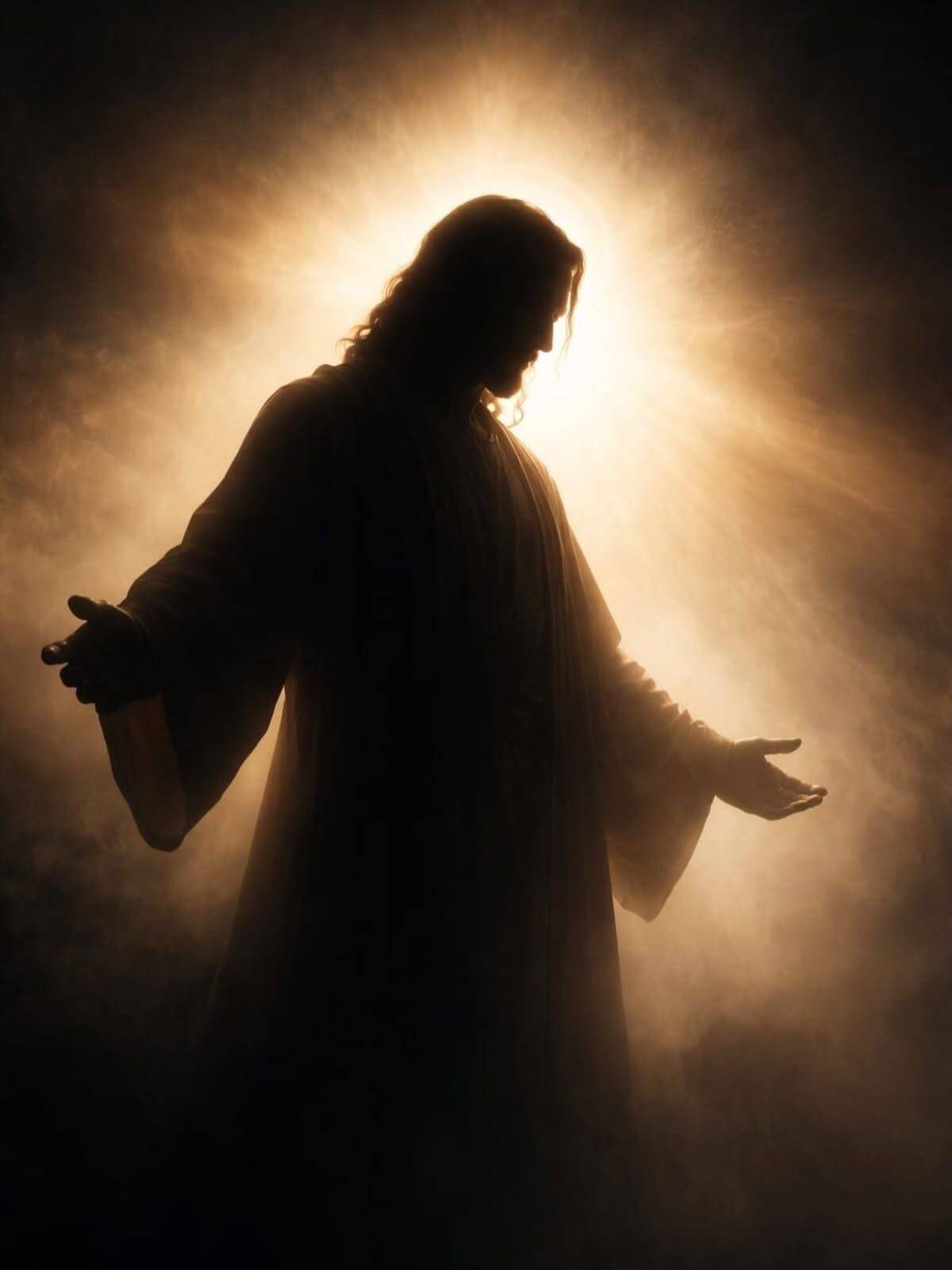 Fondo de Pantalla Cristiano con la Silueta de Jesús para Celular/iPhone 4K