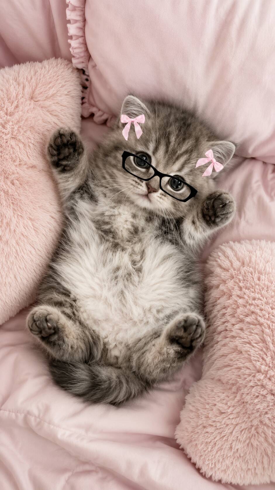 Papel de Parede de Gatinho Fofinho com Óculos e Laços para Celular/iPhone 4K