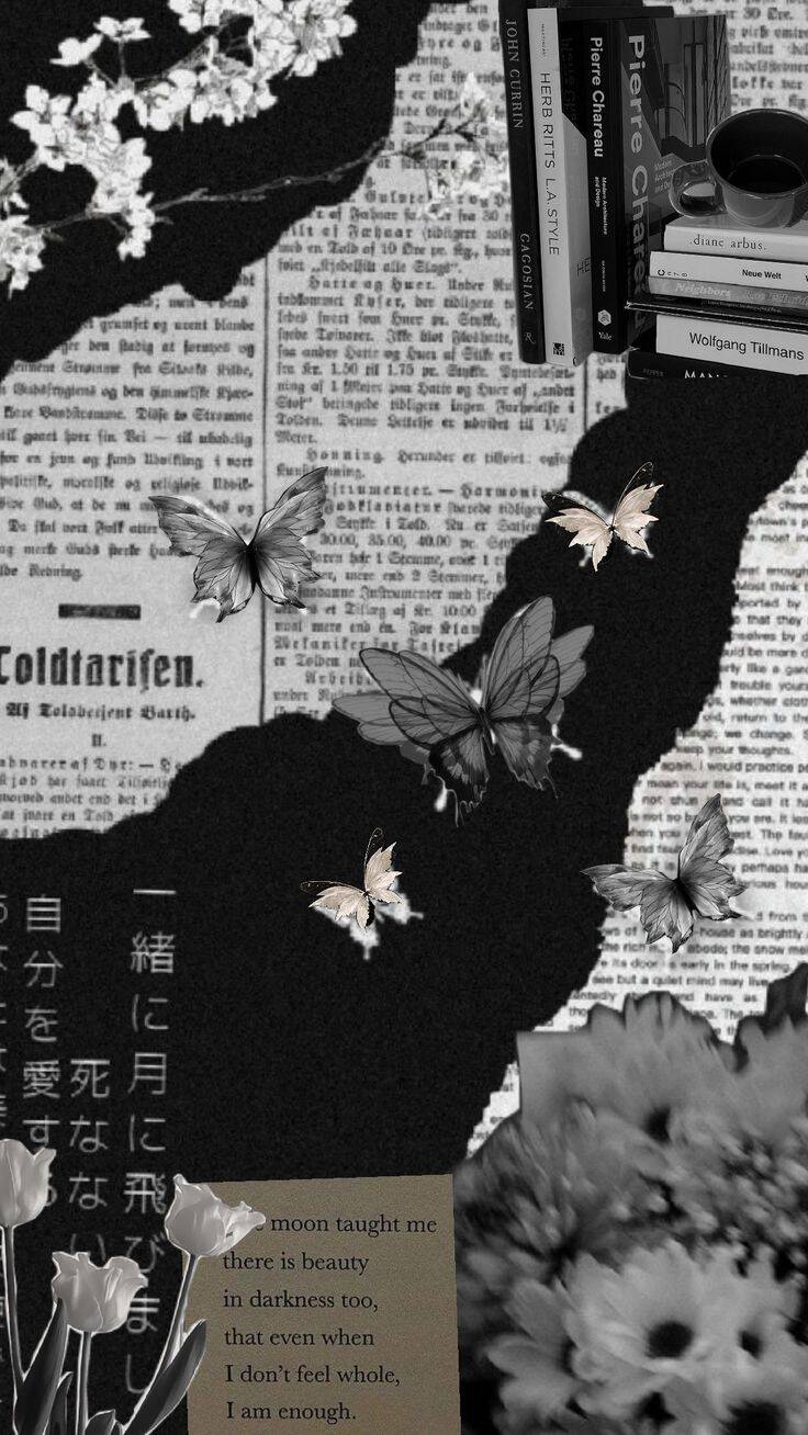 Fondo de Pantalla Blanco y Negro con Mariposas y Flores para Celular/iPhone 4K