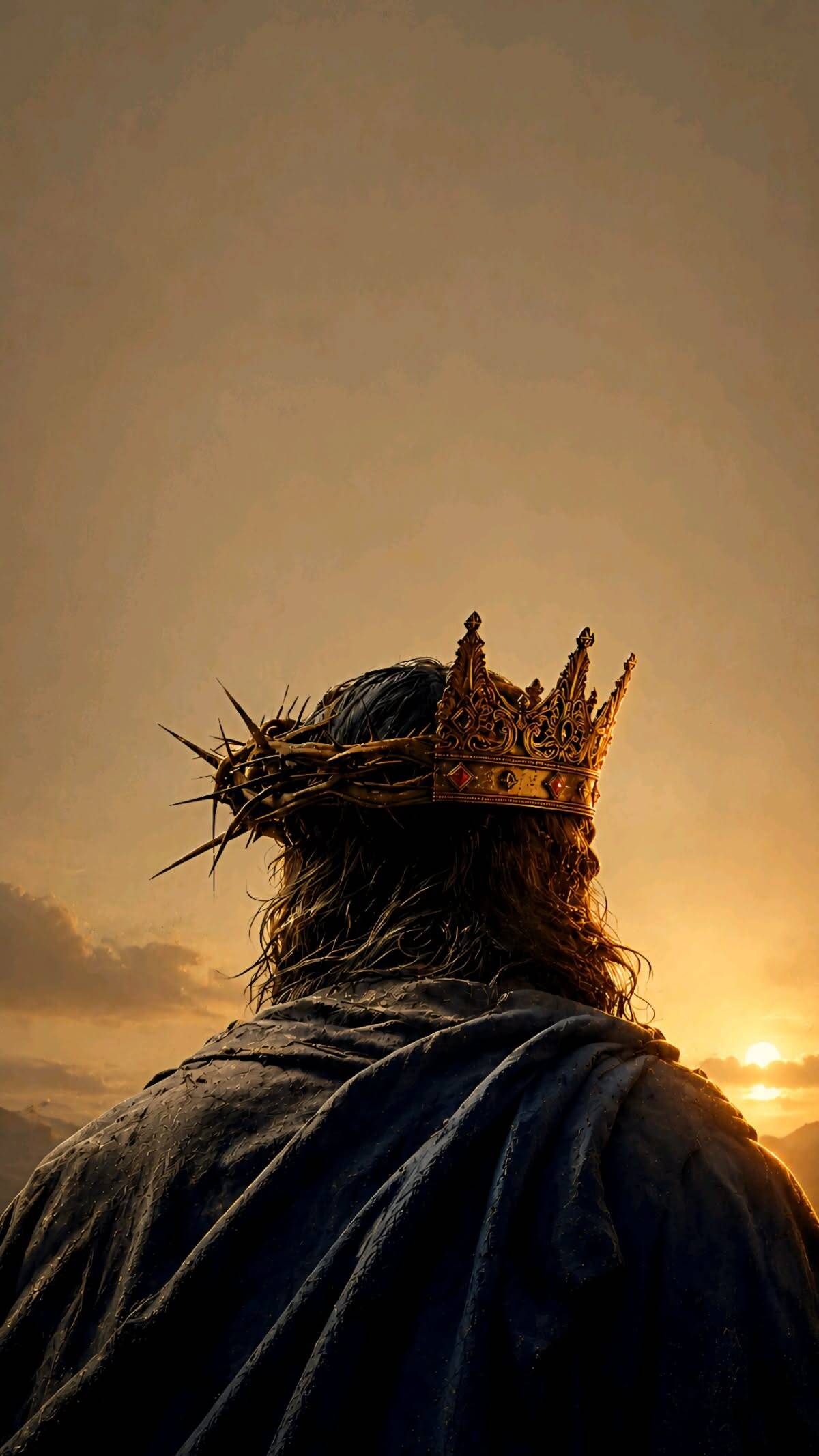 Fondo de Pantalla Cristiano con Jesús y la Corona del Rey para Celular/iPhone 4K