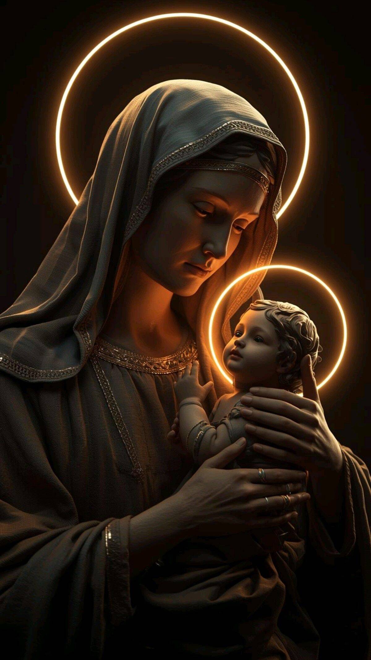 Papel de Parede Cristão com Maria e Jesus para Celular/iPhone 4K