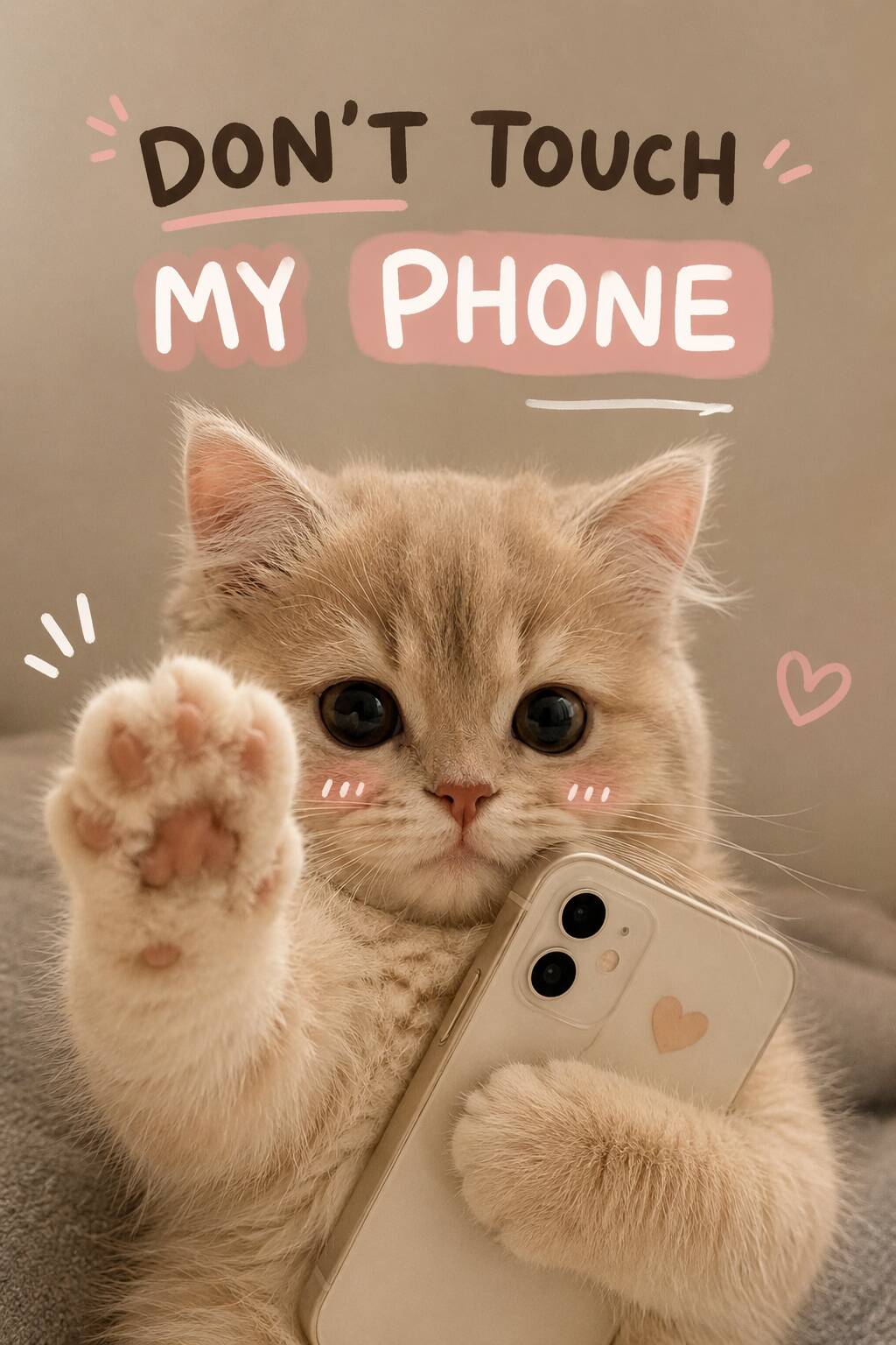 Papel de Parede de Gatinho Fofo com Celular para Celular/iPhone 4K