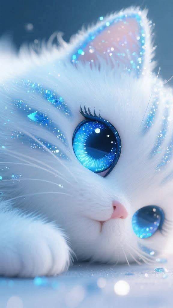 Papel de Parede de Gato Branco com Olhos Azuis Brilhantes para Celular/iPhone 4K