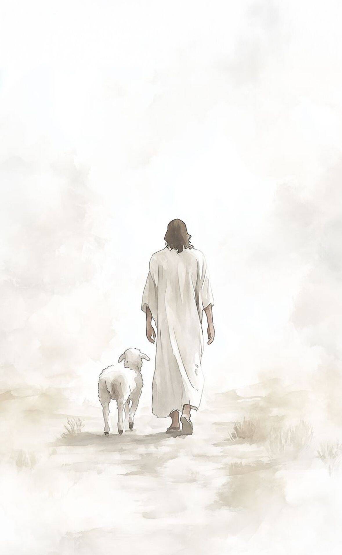 Papel de Parede Cristão com Jesus e Ovelha para Celular/iPhone 4K