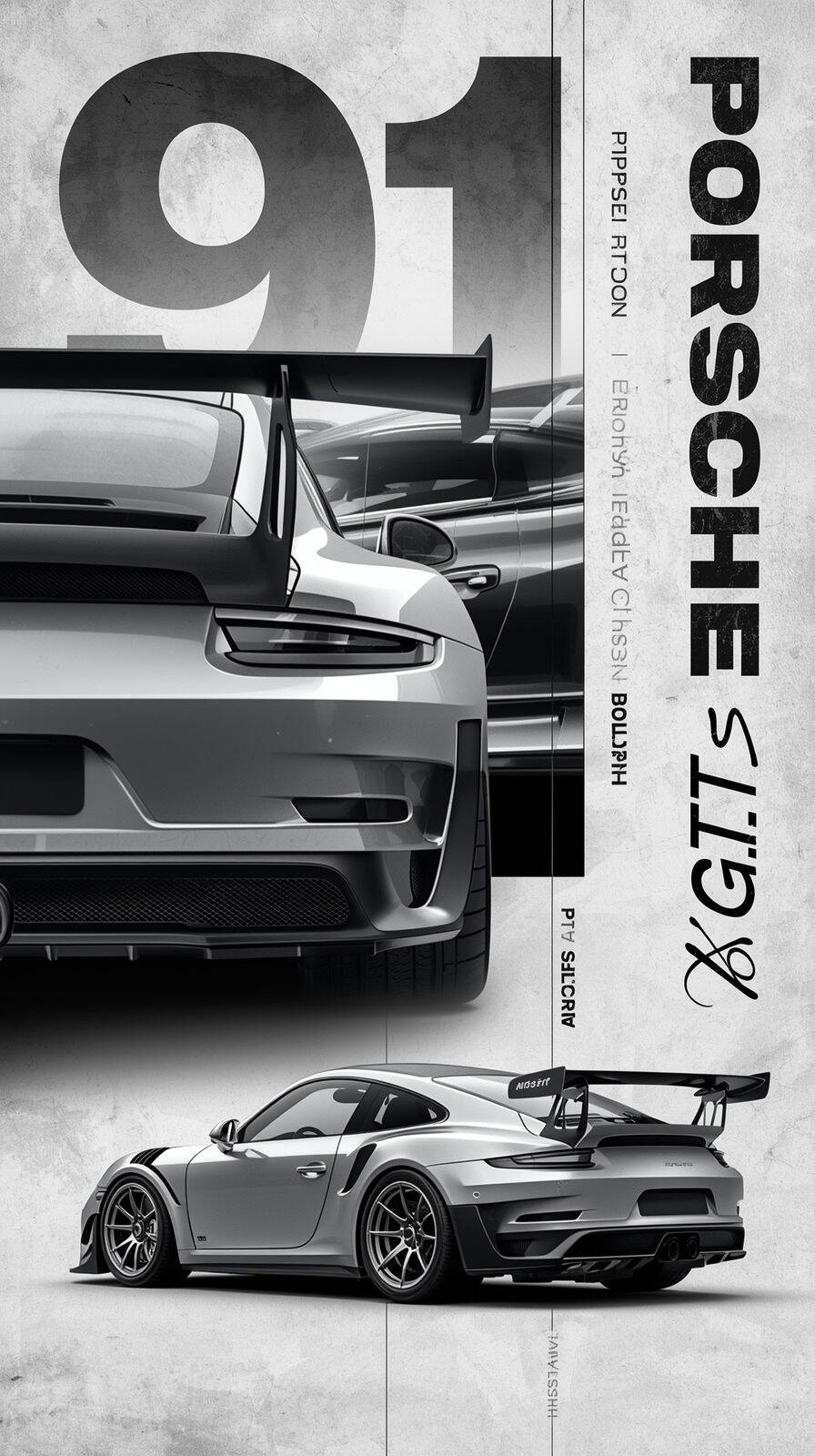 Papel de Parede Preto e Branco de Carros Esportivos para Celular/iPhone 4K
