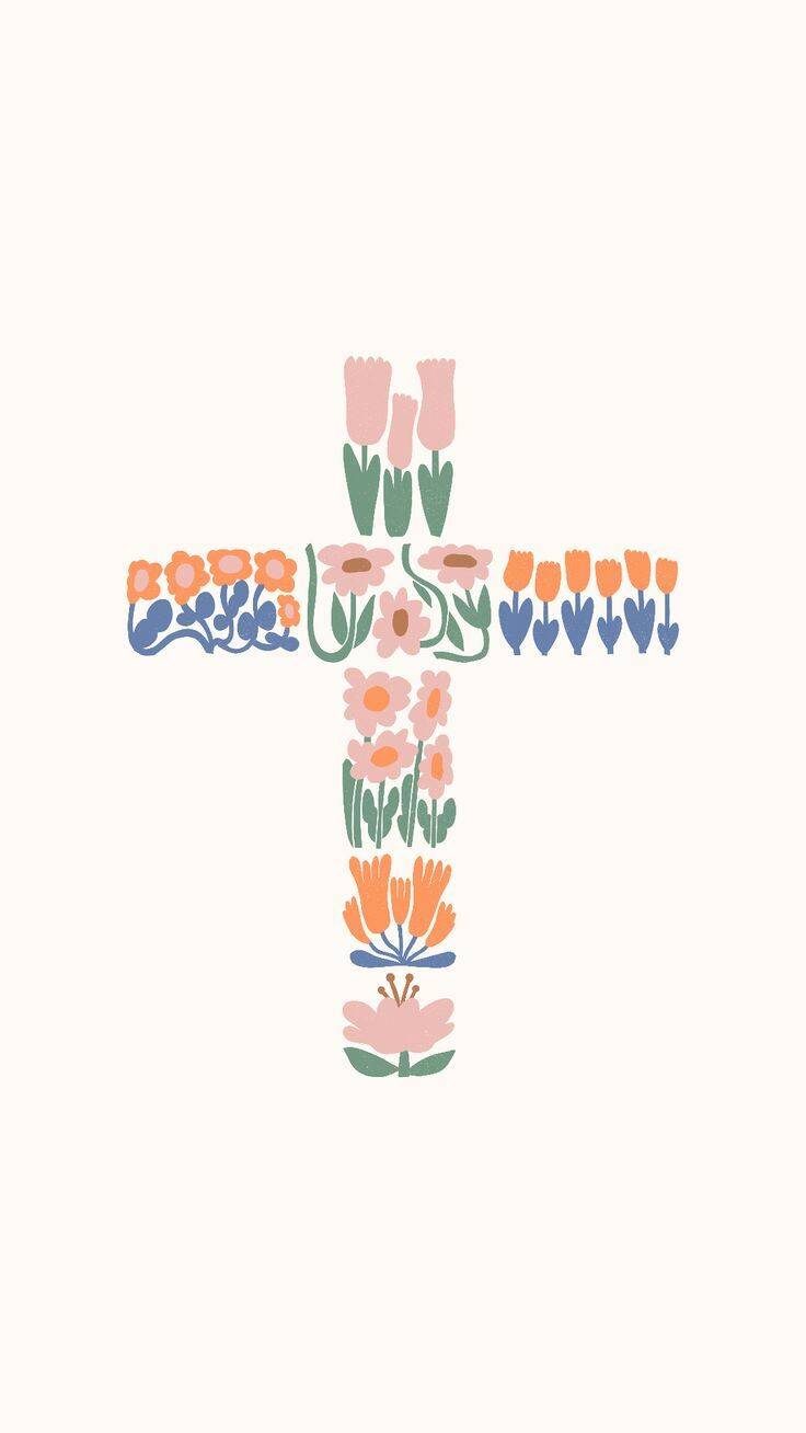 Papel de Parede Cristão com Cruz Floral para Celular/iPhone 4K