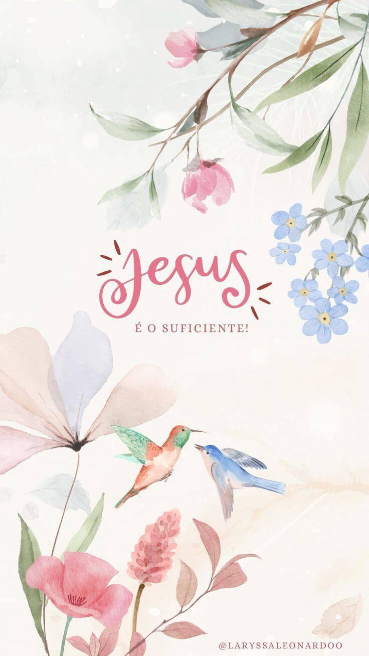 Papel de Parede Cristão com Jesus e Flores para Celular/iPhone 4K