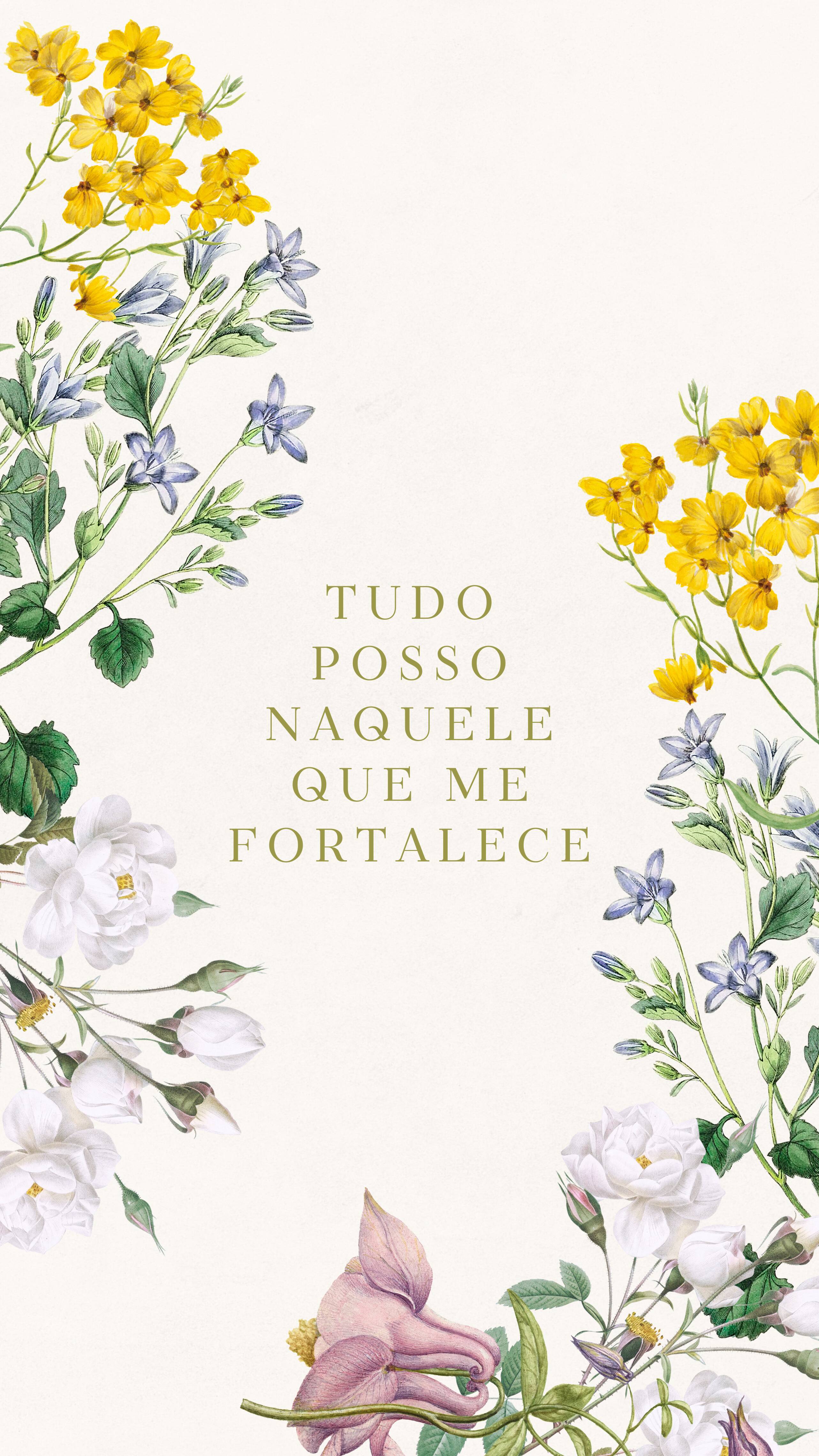 Papel de Parede Cristão com Versículo 'Tudo Posso Naquele Que Me Fortalece' para Celular/iPhone 4K