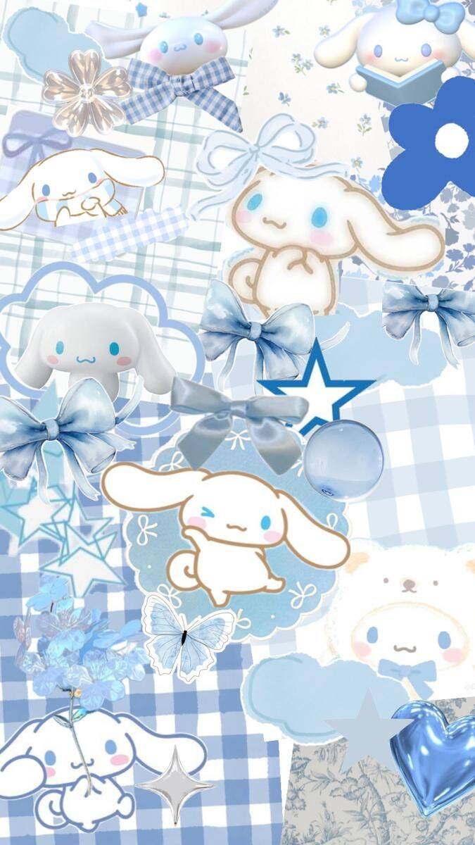 Papel de Parede Cinnamoroll Azul com Estrelas para Celular/iPhone