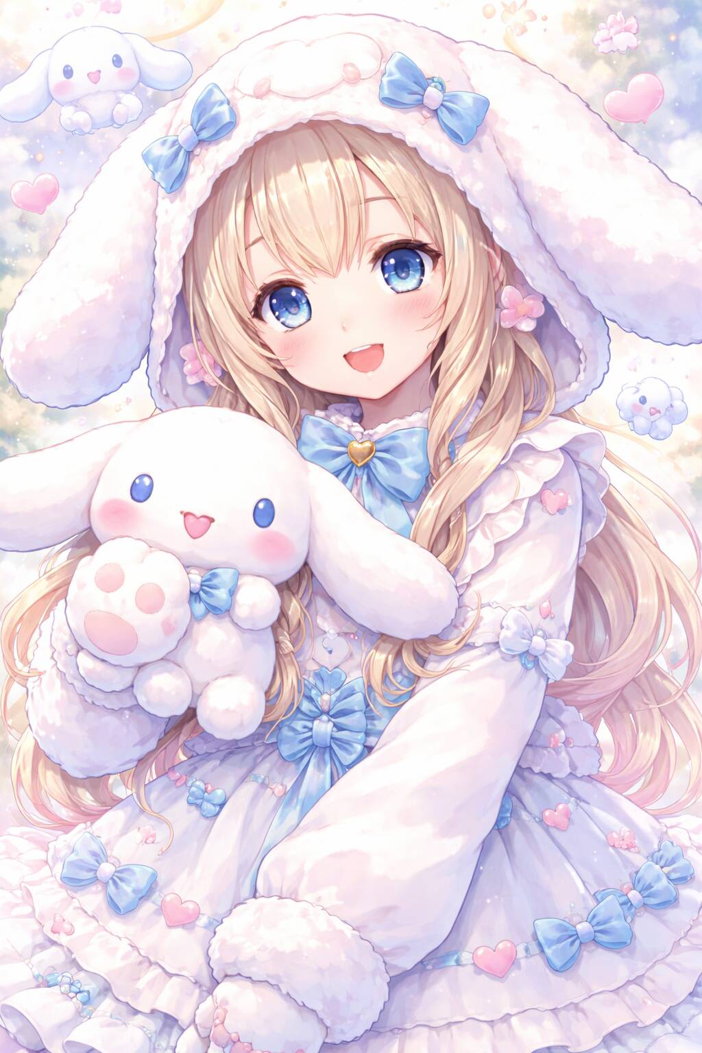 Papel de Parede Cinnamoroll Fofo com Menina para Celular/iPhone