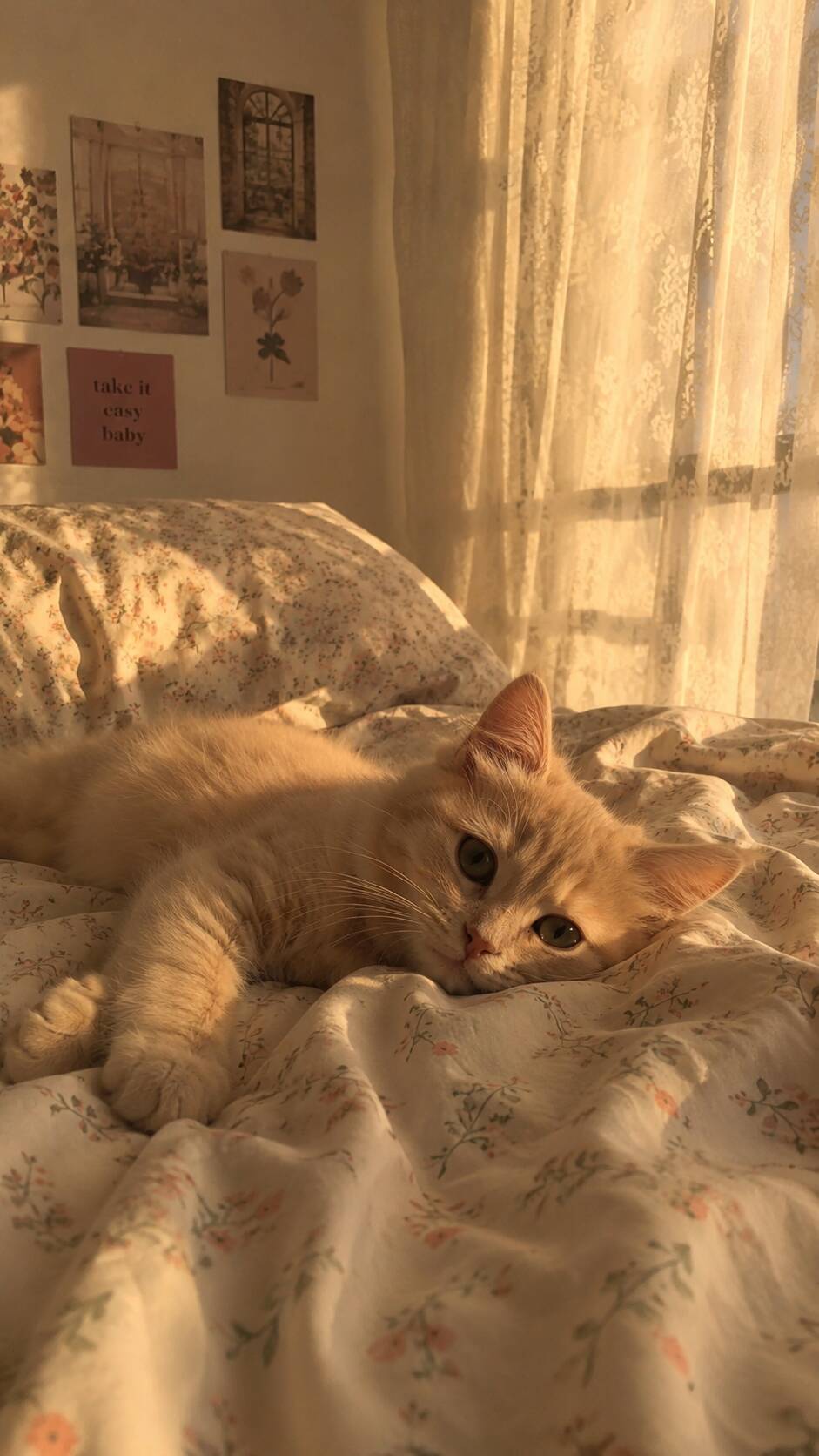Papel de Parede de Gato Laranja Relaxando ao Sol para Celular/iPhone 4K