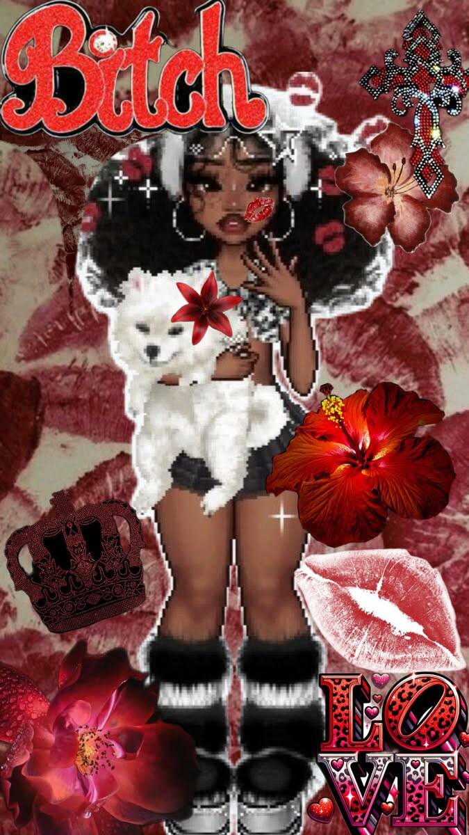 Papel de Parede Baddie com Estilo Floral e Pet para Celular/iPhone