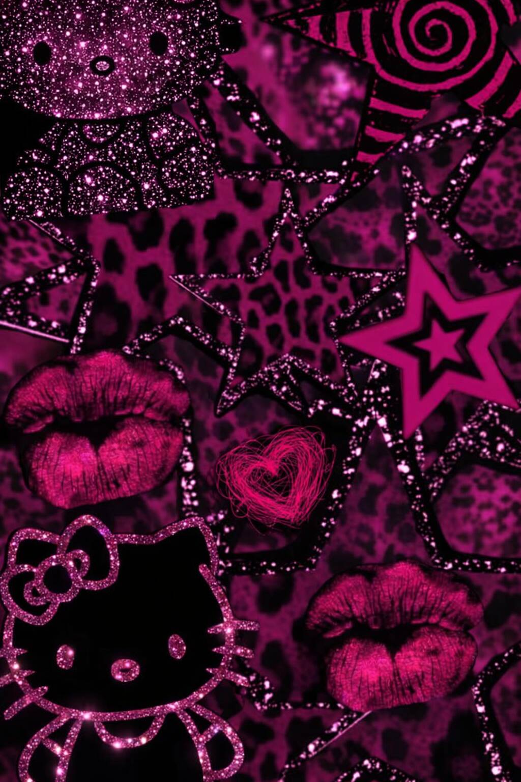 Papel de Parede Baddie Rosa com Estrelas e Lábios para Celular