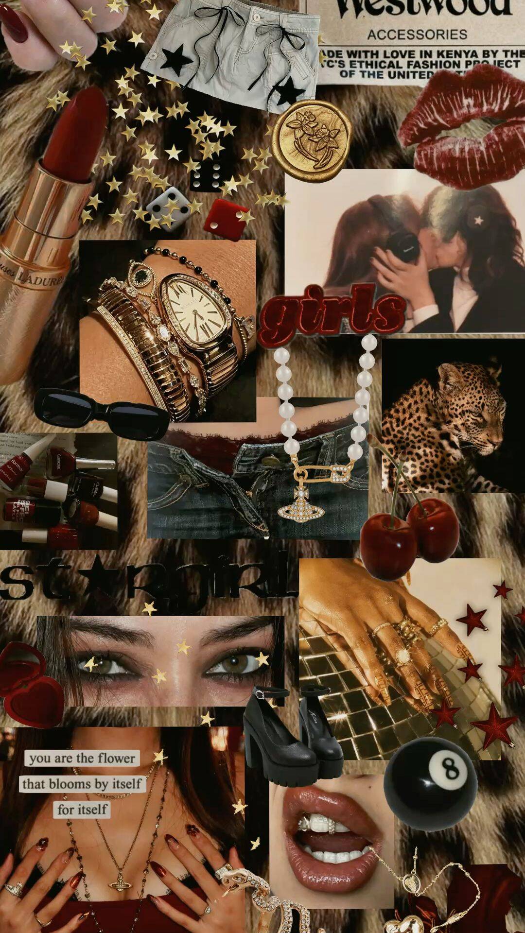Papel de Parede Baddie Glamouroso com Acessórios para Celular/iPhone