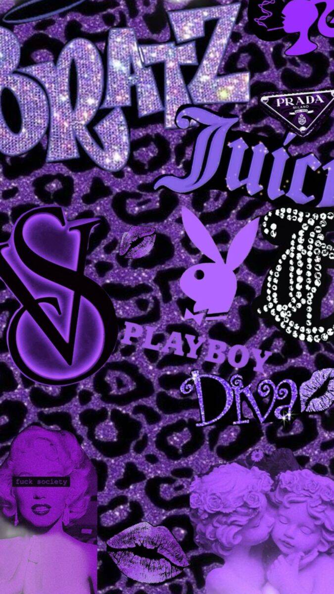 Papel de Parede Baddie Roxo com Estampas para Celular