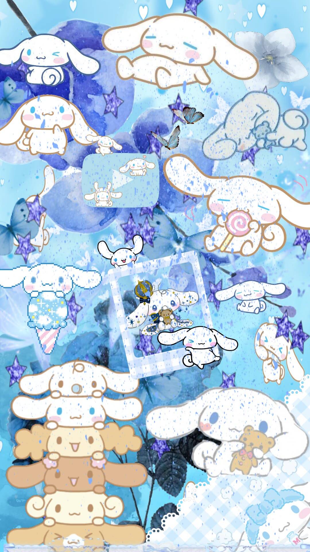 Papel de Parede Cinnamoroll com Tema Azul para Celular