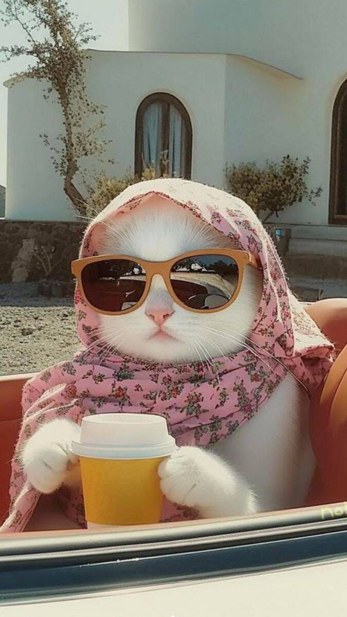 Papel de Parede de Gato Estiloso com Óculos de Sol para Celular/iPhone 4K