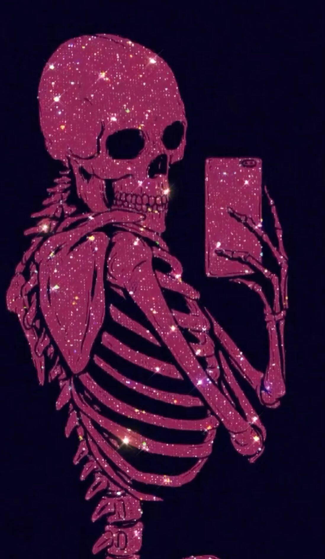 Papel de Parede Baddie com Esqueleto Brilhante para Celular