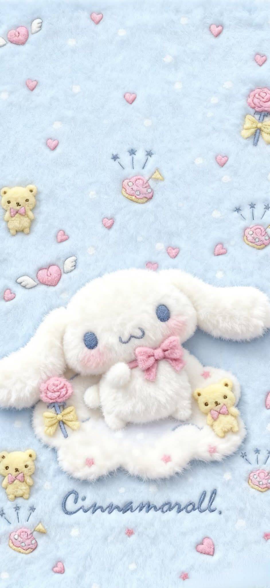 Papel de Parede Cinnamoroll Fofo com Ursinhos para Celular