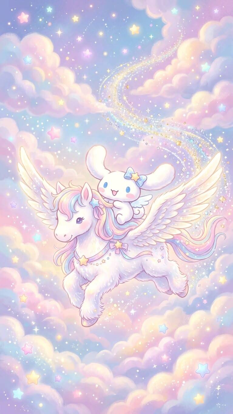 Papel de Parede Cinnamoroll com Unicórnio para Celular