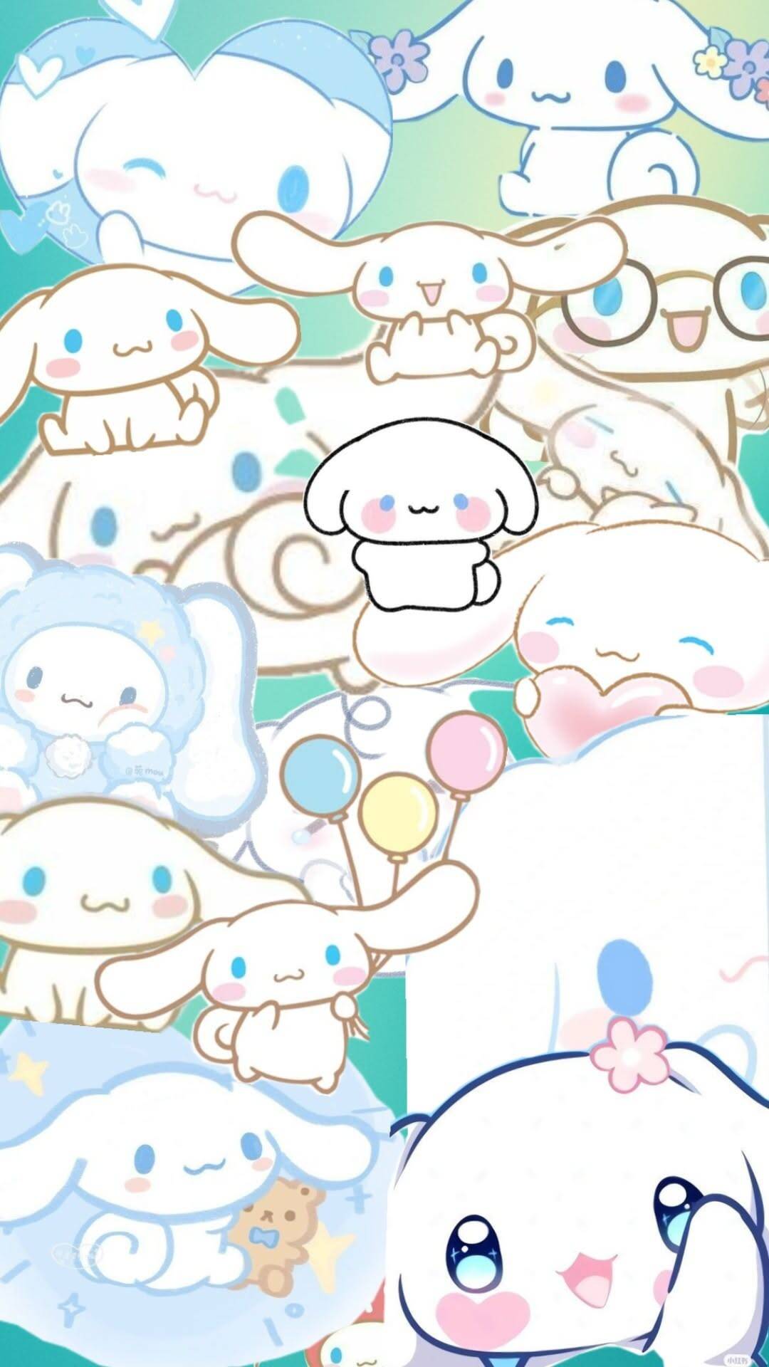 Papel de Parede Cinnamoroll com Balões Coloridos para Celular