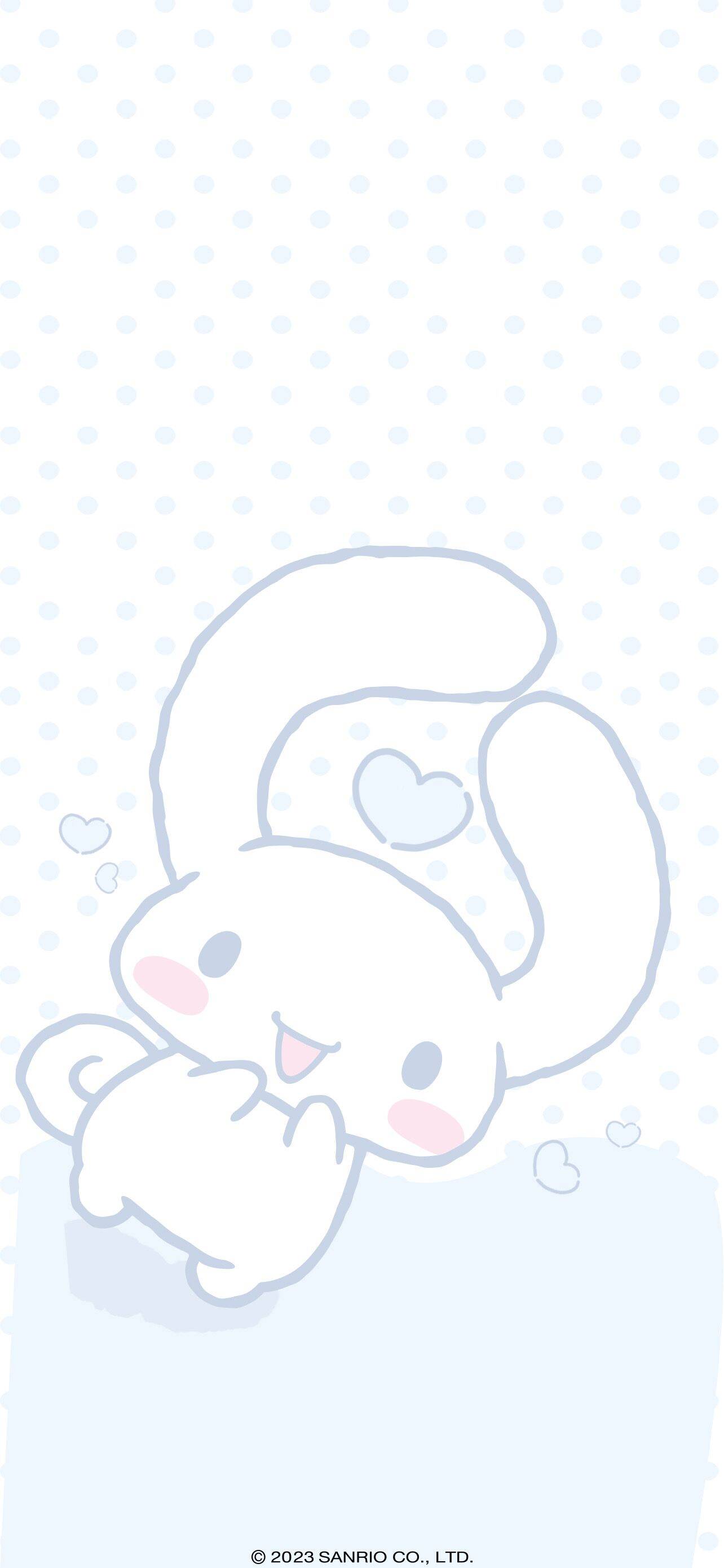Papel de Parede Cinnamoroll Fofo com Coração para Celular