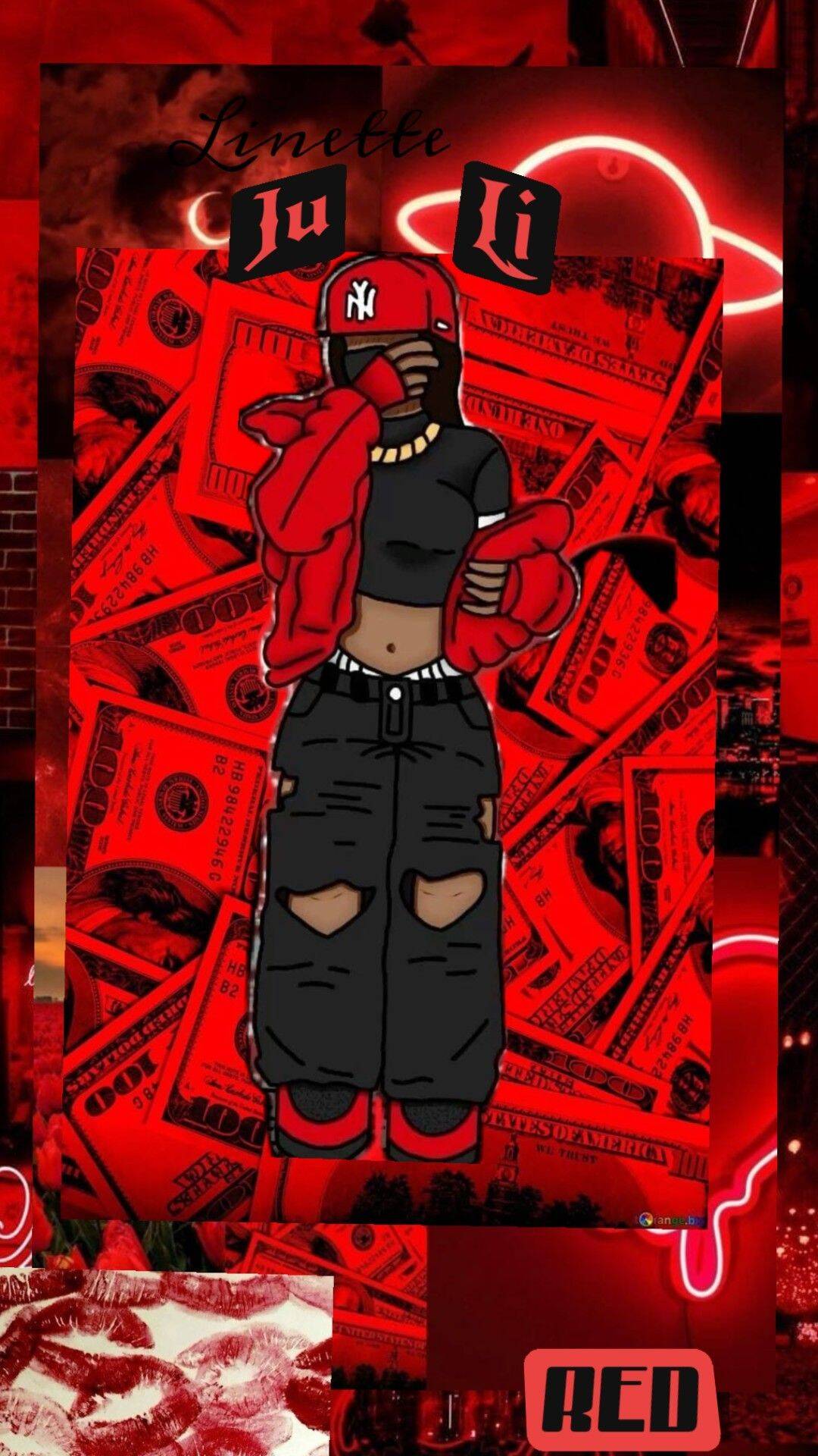 Red Baddie with Money Wallpaper for Cell Phone/iPhone