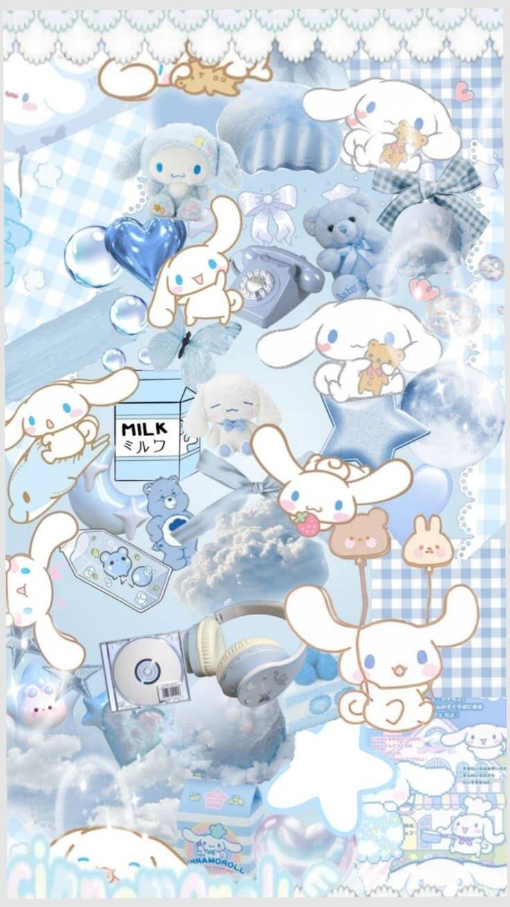 Papel de Parede Cinnamoroll com Tema Azul para Celular