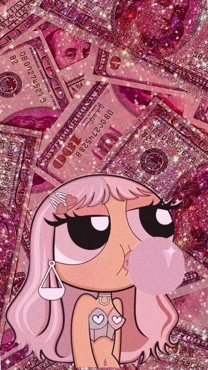 Papel de Parede Baddie com Dinheiro Rosa e Chiclete para Celular