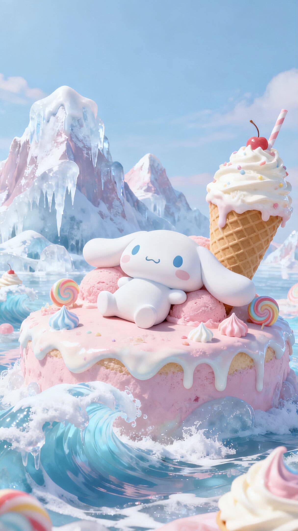 Papel de Parede Cinnamoroll com Sorvete para Celular/iPhone