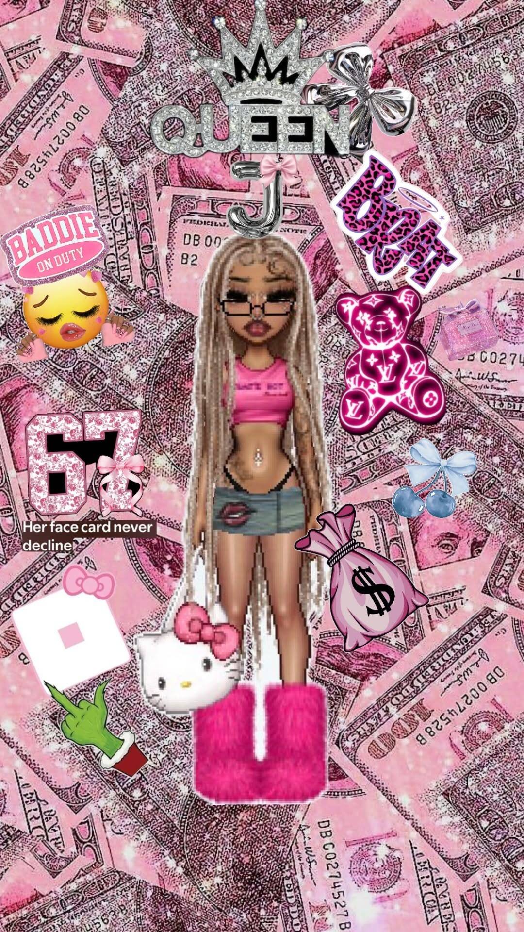 Baddie Wallpaper with Fashion Style and Money for Cell Phone