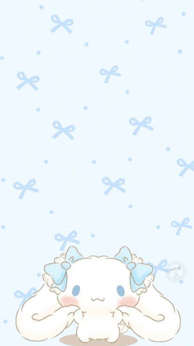 Papel de Parede Cinnamoroll com Laços Azuis para Celular