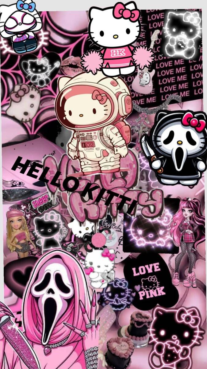 Papel de Parede Baddie Hello Kitty e Fantasmas para Celular