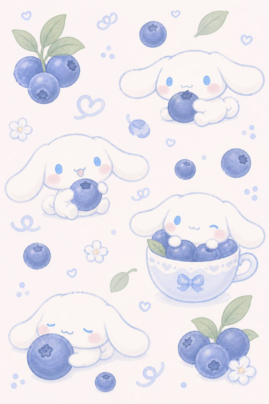 Papel de Parede Cinnamoroll com Mirtilos para Celular