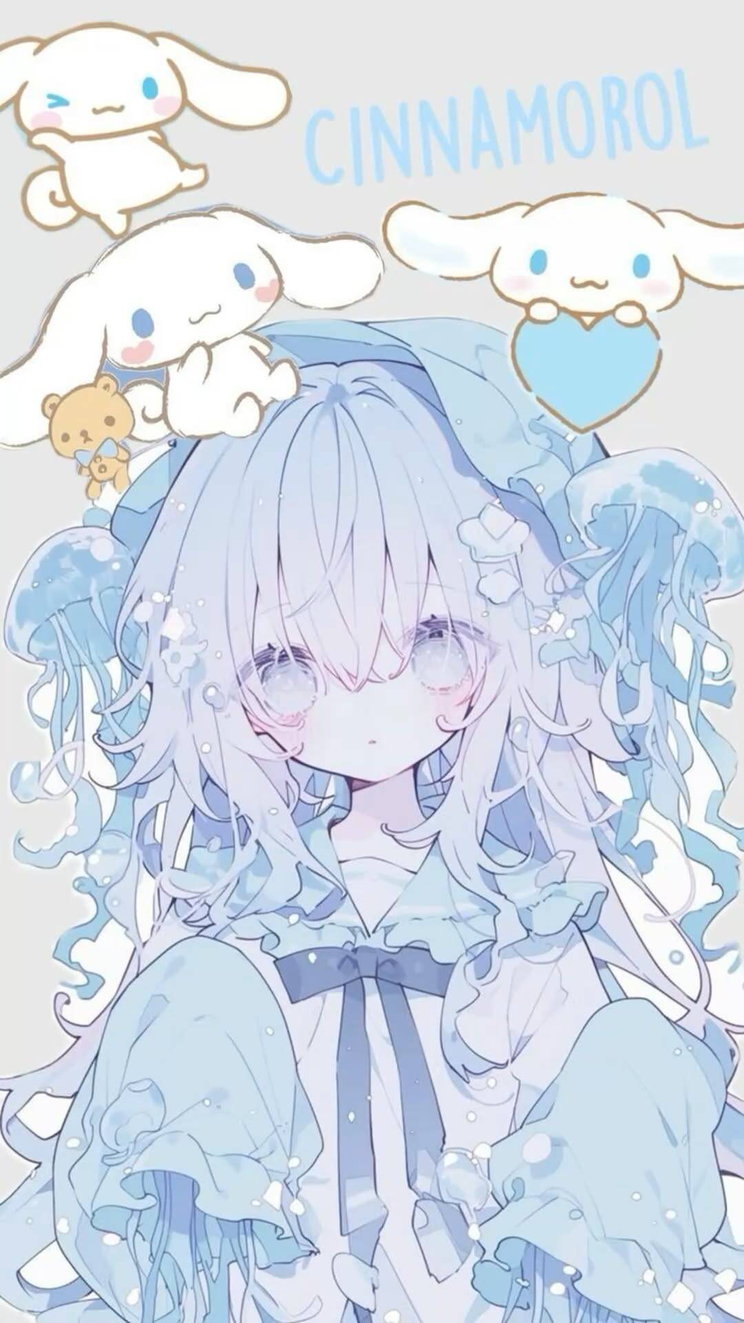 Papel de Parede Cinnamoroll Aesthetic com Personagem Azul para Celular
