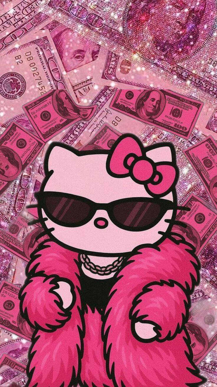 Papel de Parede Baddie com Hello Kitty e Dinheiro para Celular/iPhone